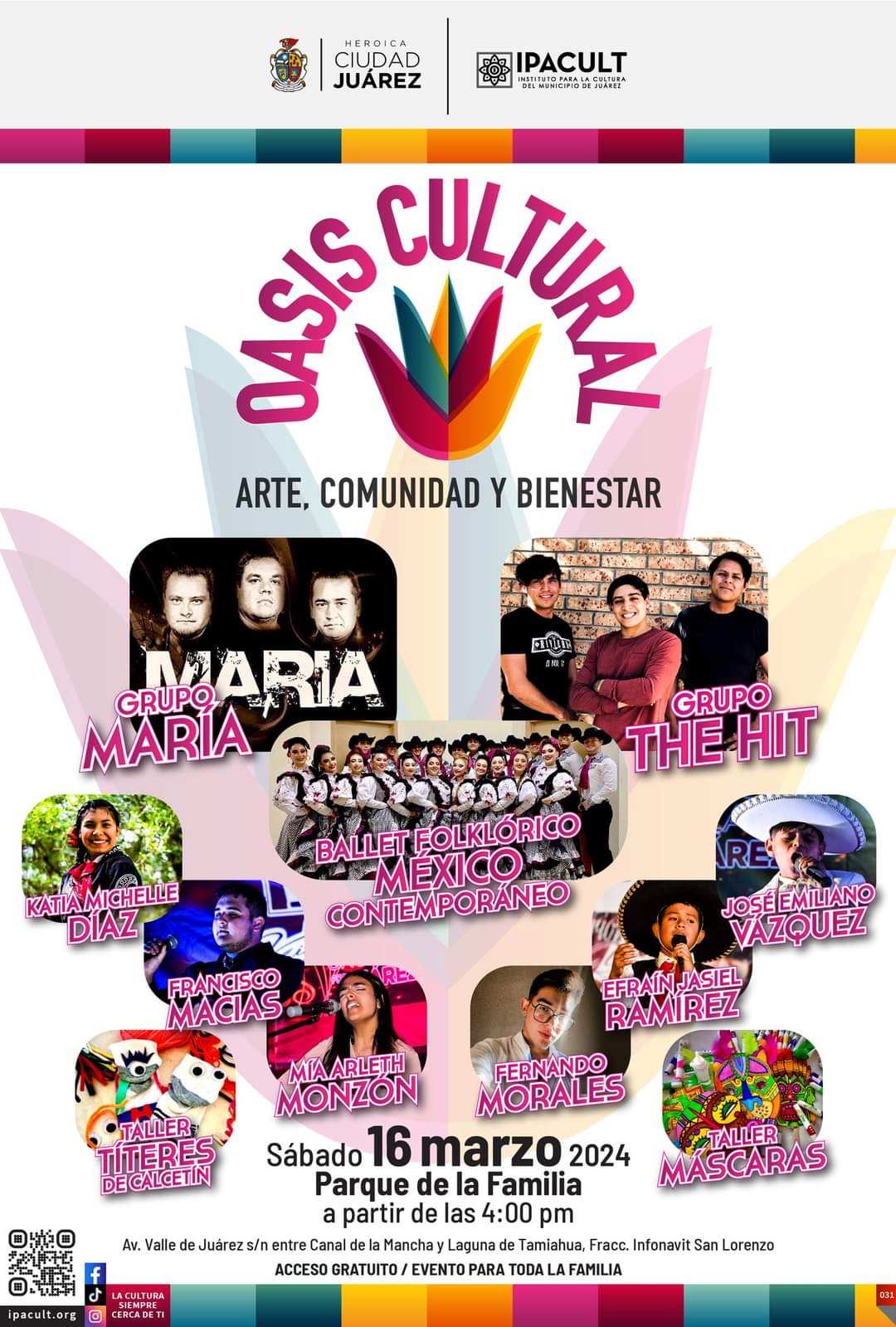 Realizarán Oasis Cultural en Parque de la familia