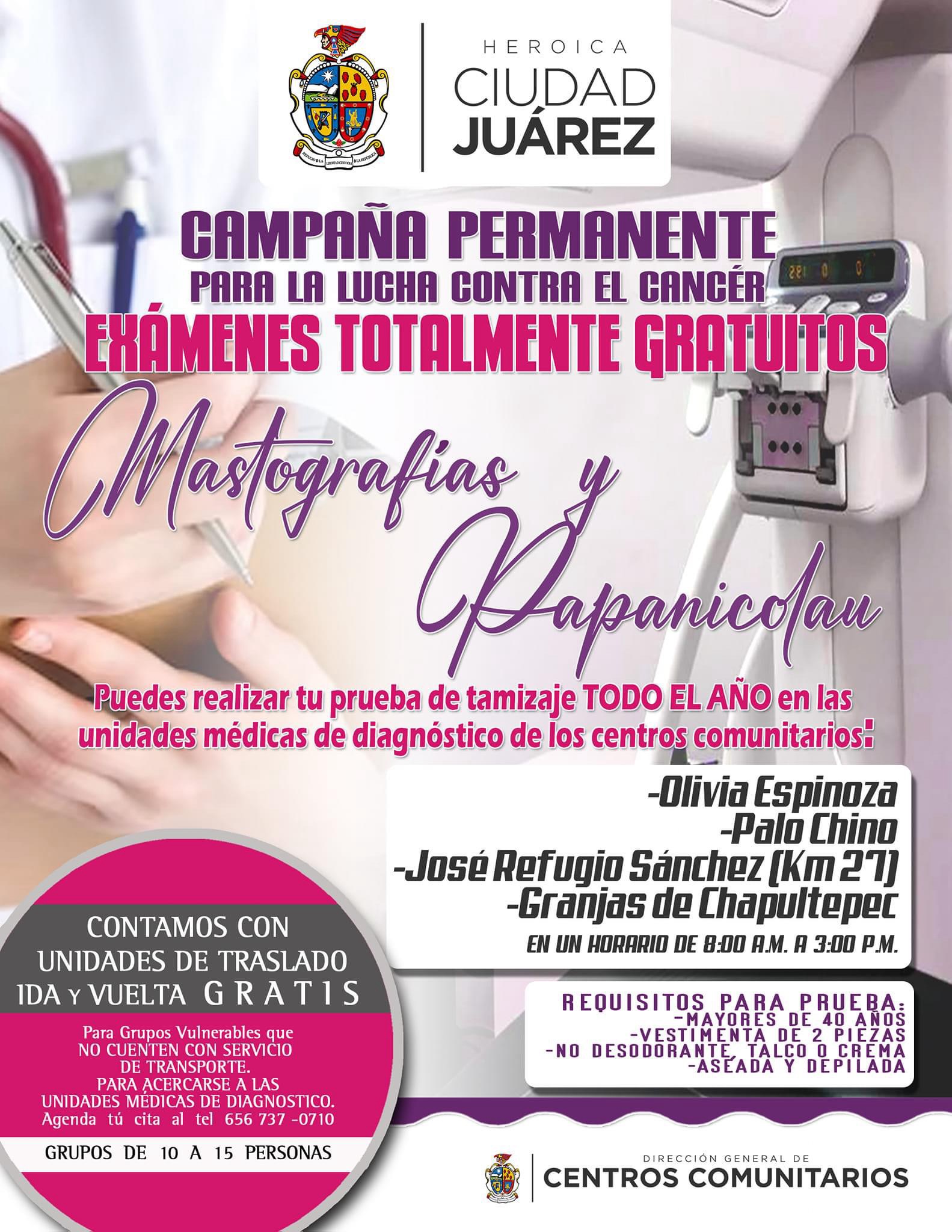 Mastografías y papanicolau gratis