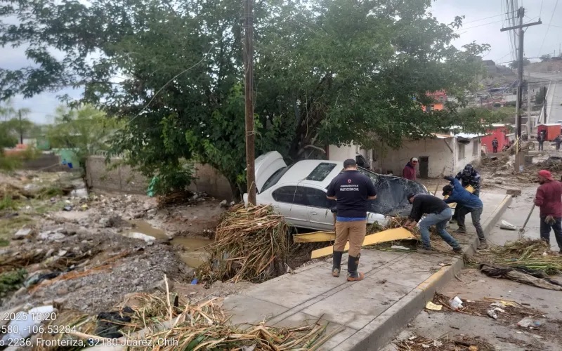 EVALÚAN DAÑOS POR LLUVIAS EN CIUDAD JUÁREZ; CONTINÚA ALERTA POR LLUVIAS EN LA&nbsp;REGIÓN