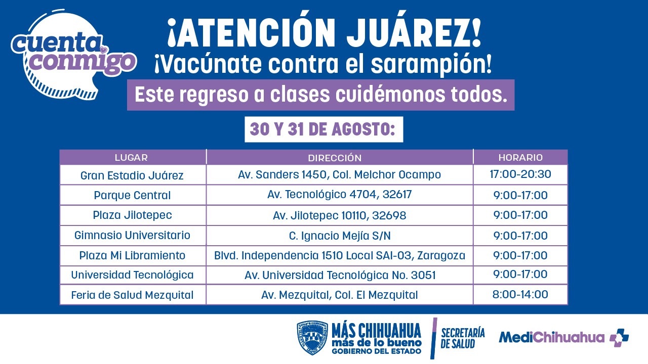 VACÚNATE ESTE FIN DE SEMANA EN&nbsp;JUÁREZ