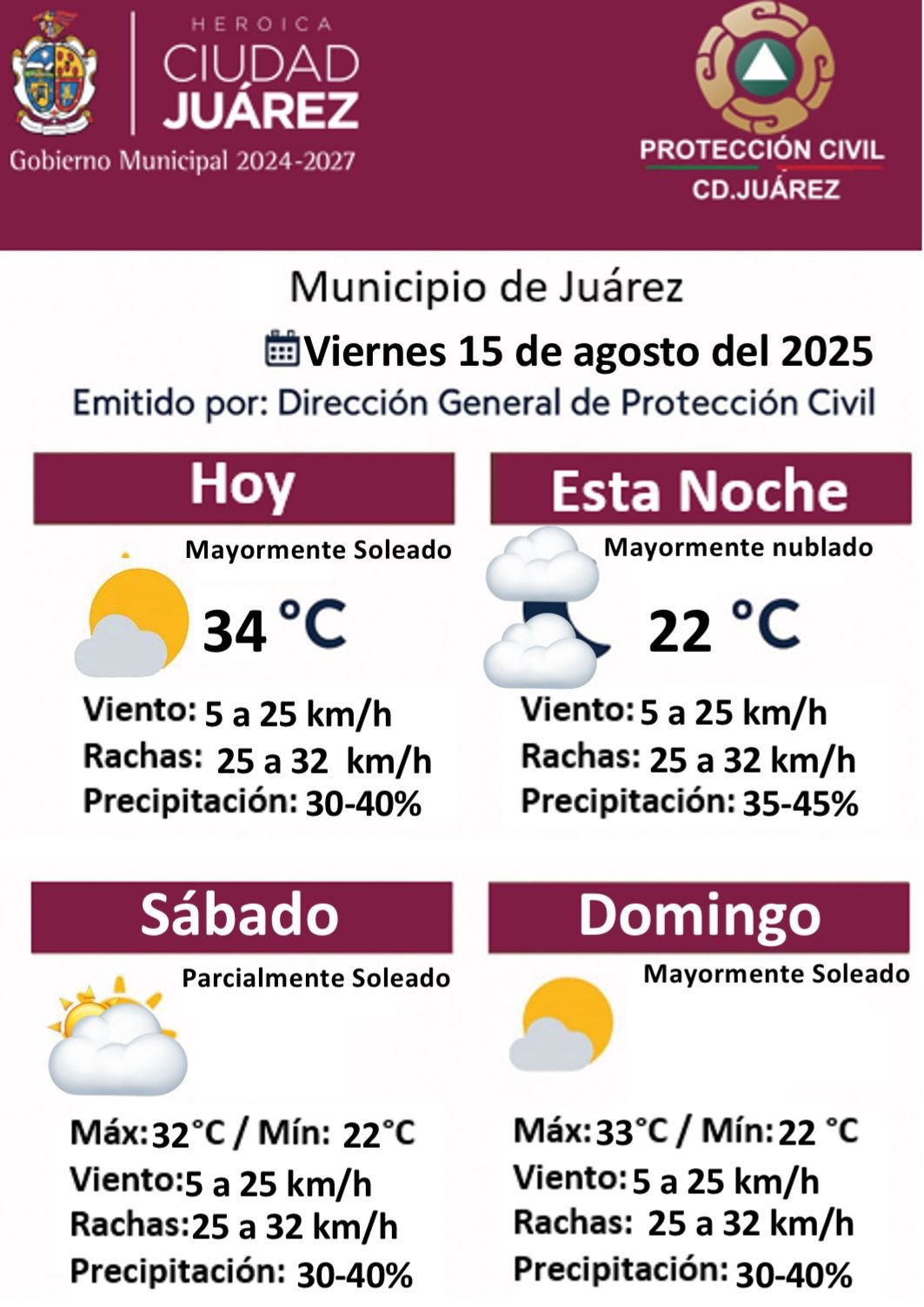 LLUVIAS PODRÍAN SORPRENDER ESTE FIN EN&nbsp;JUÁREZ