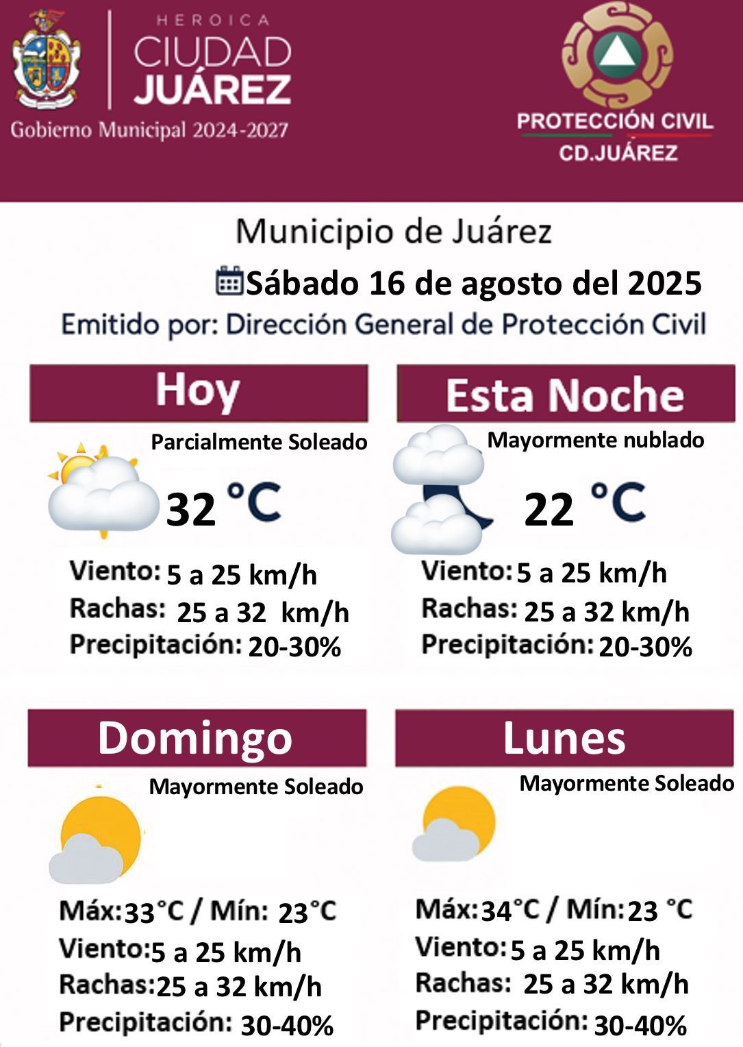PROTECCIÓN CIVIL REPORTA CALOR Y PROBABILIDAD DE&nbsp;LLUVIA