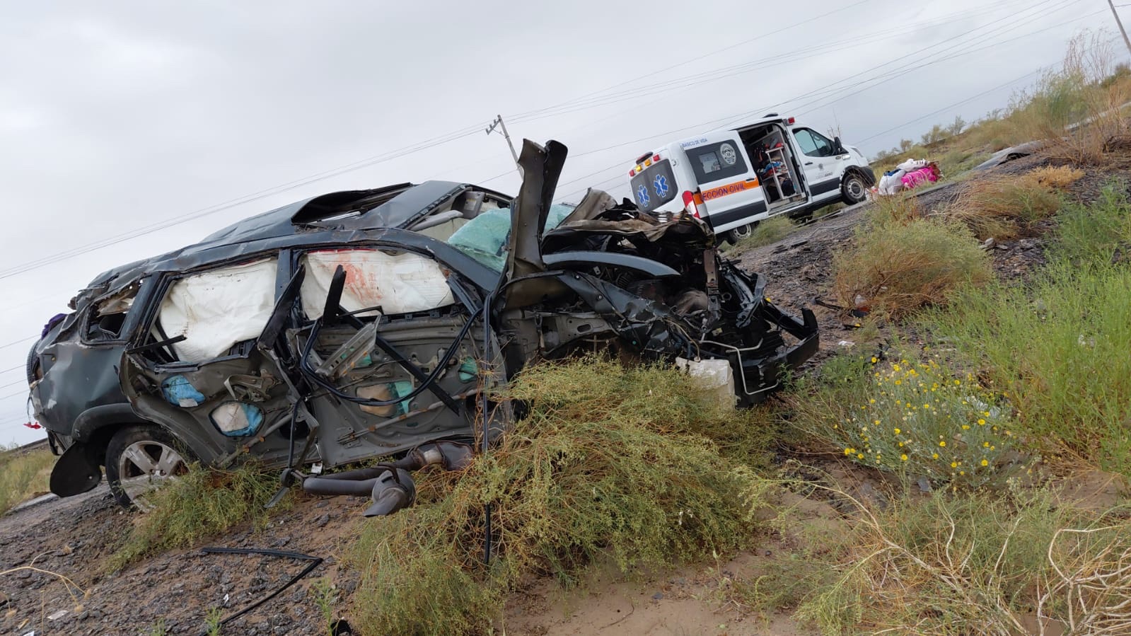 RESCATE ATIENDE VOLCADURA EN CARRETERA JUÁREZ–CHIHUAHUA