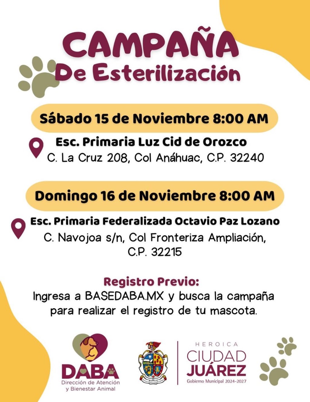 CAMPAÑA DE ESTERILIZACIÓN GRATUITA ESTE FIN DE&nbsp;SEMANA
