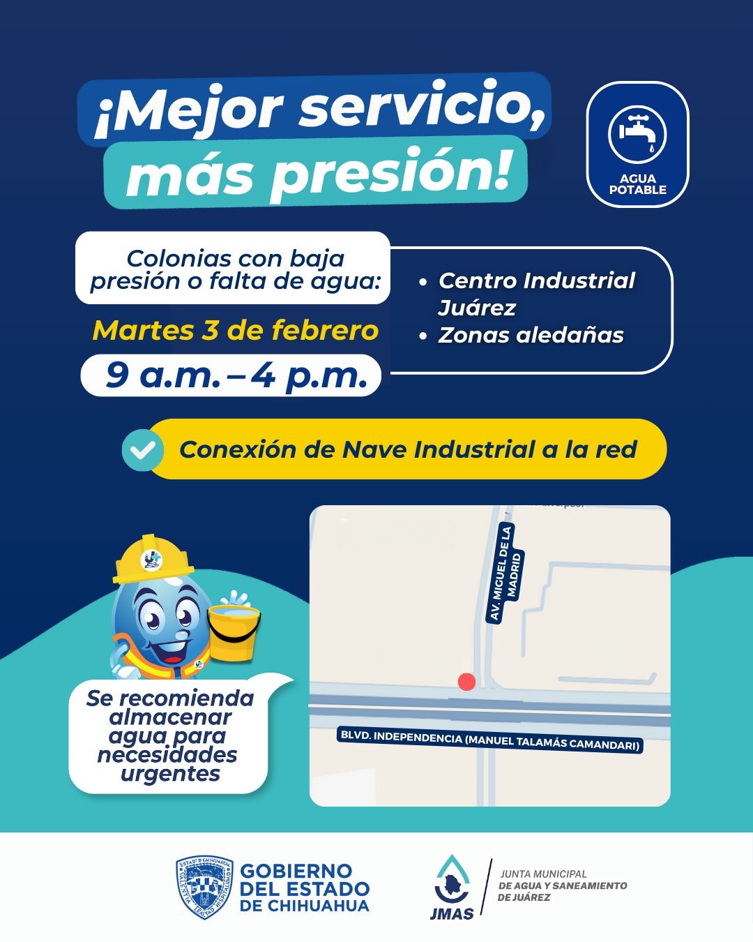 PREPÁRATE: LA JMAS ANUNCIA CORTE DE SERVICIO POR TRABAJOS EN LA RED