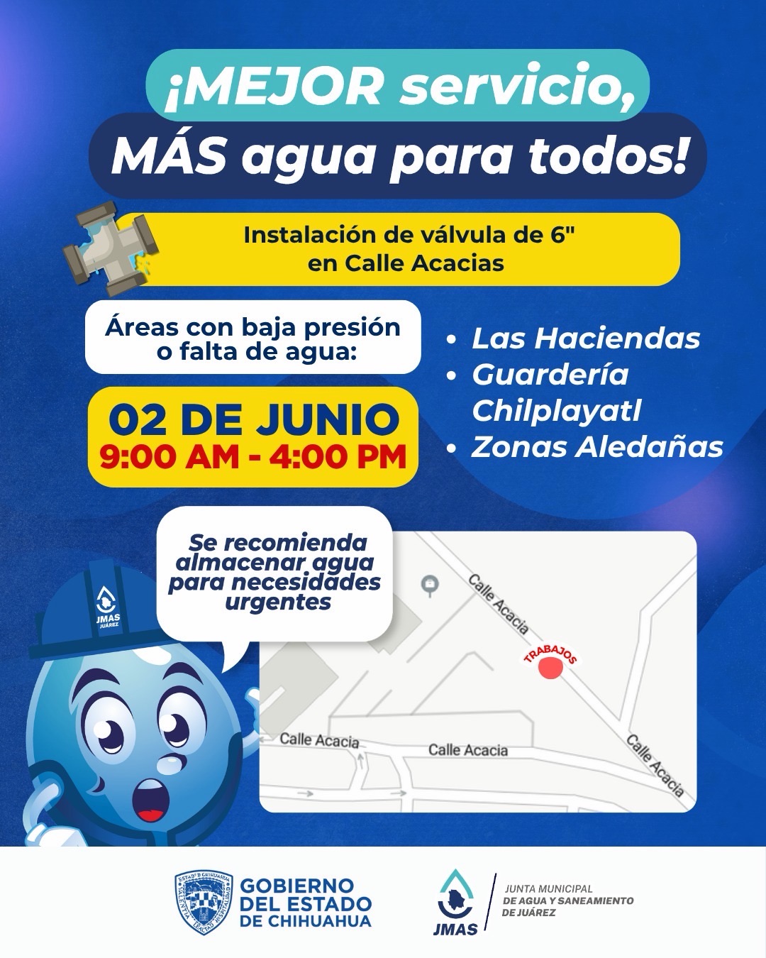 JMAS INSTALARÁ NUEVA VÁLVULA EN CALLE&nbsp;ACACIAS
