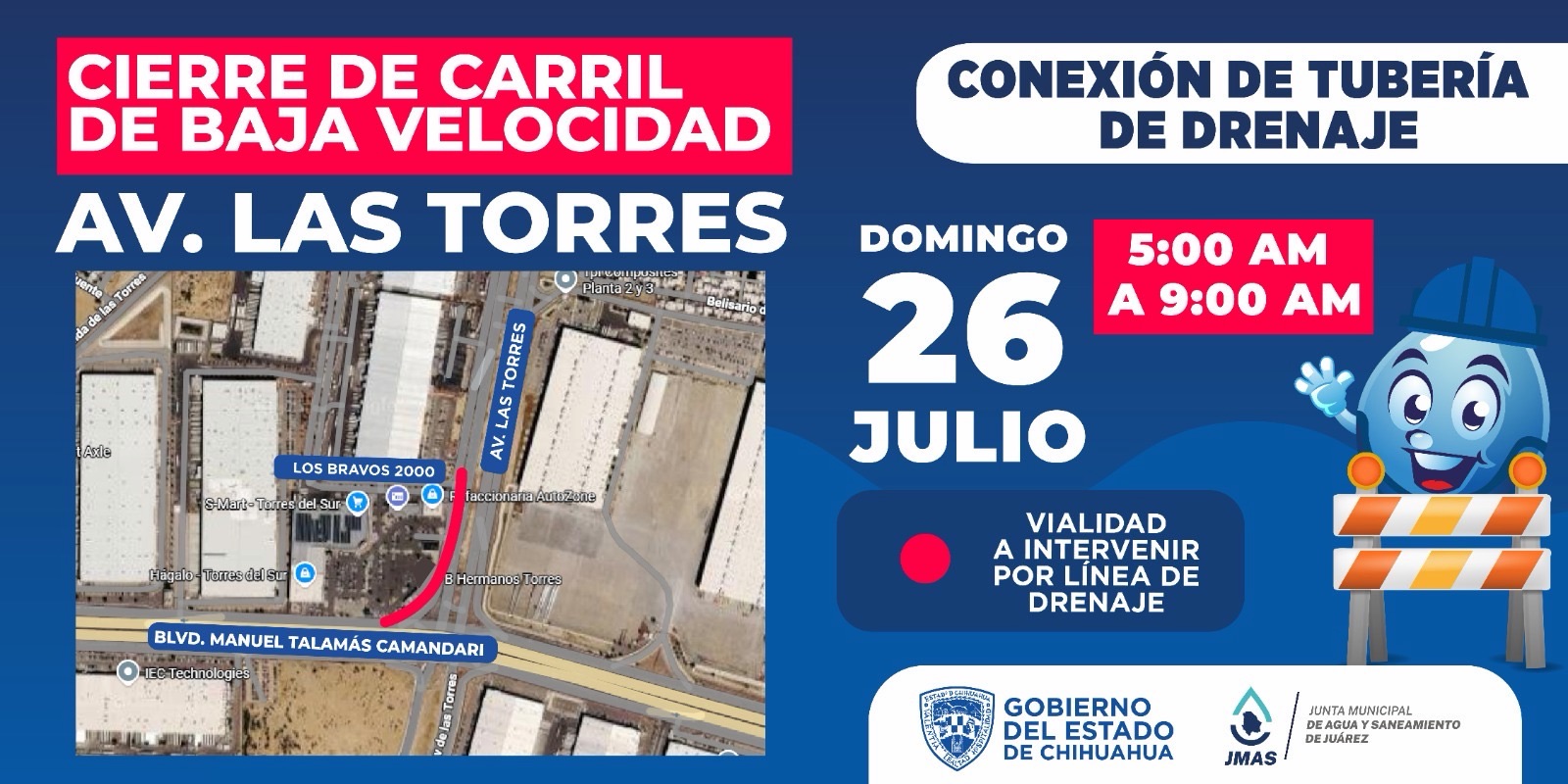 JMAS REALIZARÁ ÚLTIMA CONEXIÓN DEL COLECTOR ESTE DOMINGO